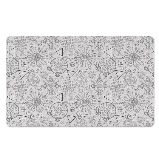 Grey And Black Mystical Wiccan Print Polyester Doormat