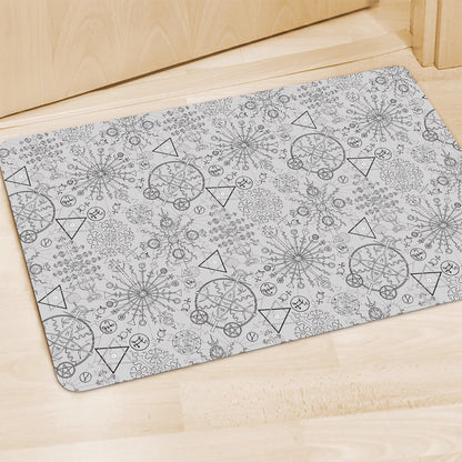 Grey And Black Mystical Wiccan Print Polyester Doormat
