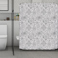 Grey And Black Mystical Wiccan Print Polyester Shower Curtain
