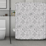 Grey And Black Mystical Wiccan Print Polyester Shower Curtain