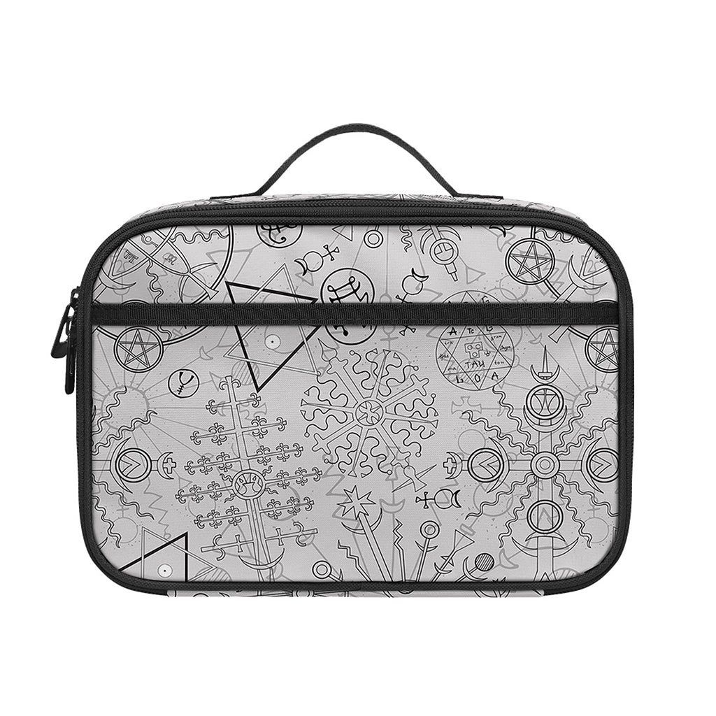 Grey And Black Mystical Wiccan Print Portable Lunch Bag