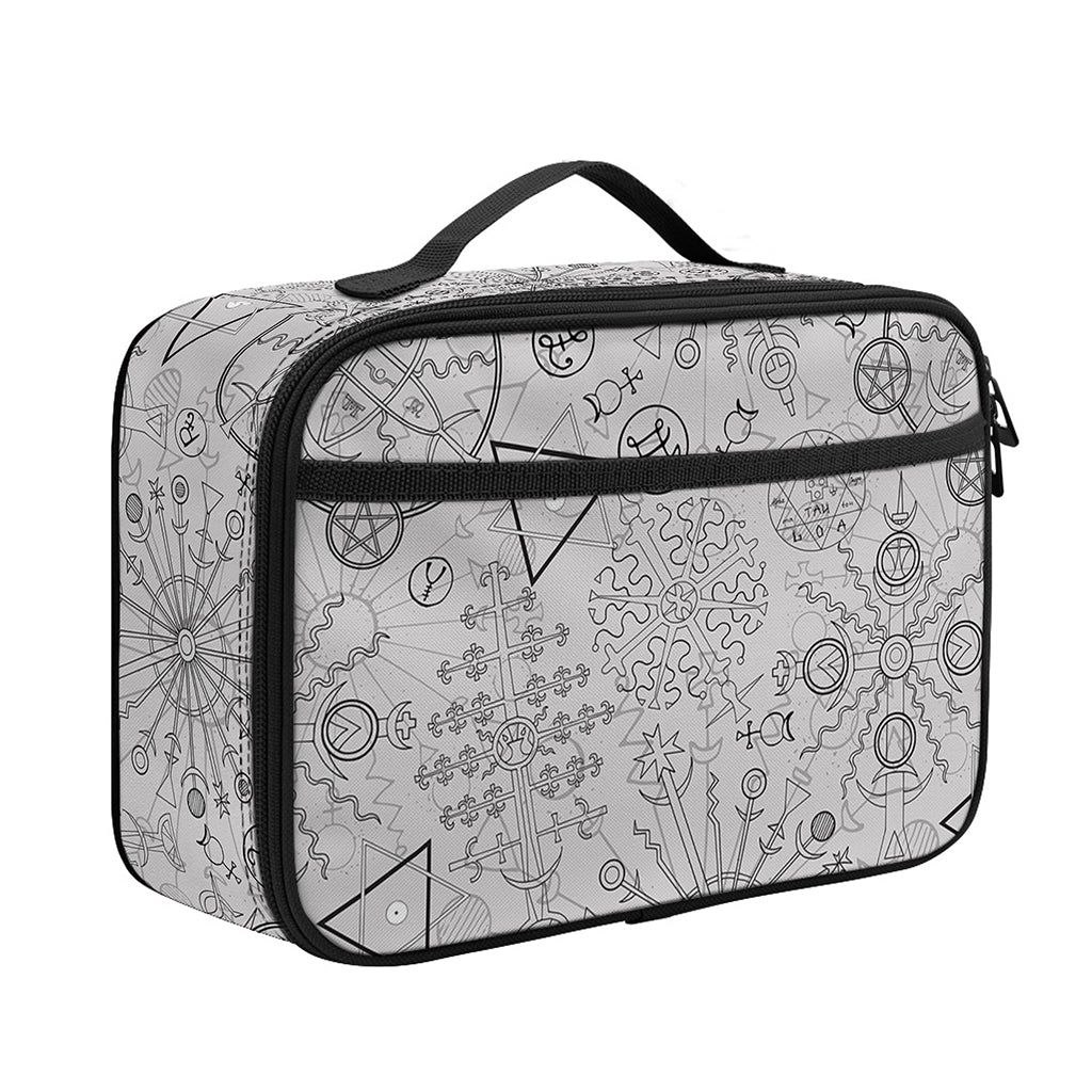 Grey And Black Mystical Wiccan Print Portable Lunch Bag