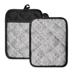 Grey And Black Mystical Wiccan Print Pot Holders With Pocket