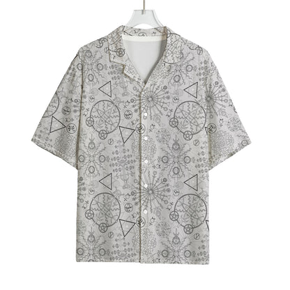 Grey And Black Mystical Wiccan Print Rayon Hawaiian Shirt