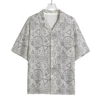 Grey And Black Mystical Wiccan Print Rayon Hawaiian Shirt