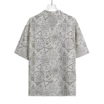 Grey And Black Mystical Wiccan Print Rayon Hawaiian Shirt