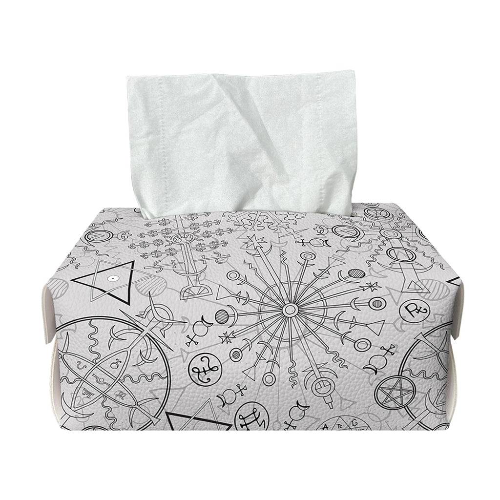 Grey And Black Mystical Wiccan Print Rectangle Tissue Box Cover