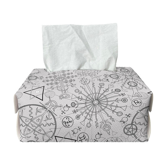 Grey And Black Mystical Wiccan Print Rectangle Tissue Box Cover