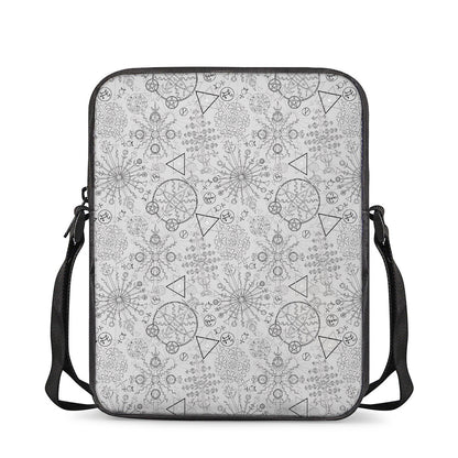 Grey And Black Mystical Wiccan Print Rectangular Crossbody Bag