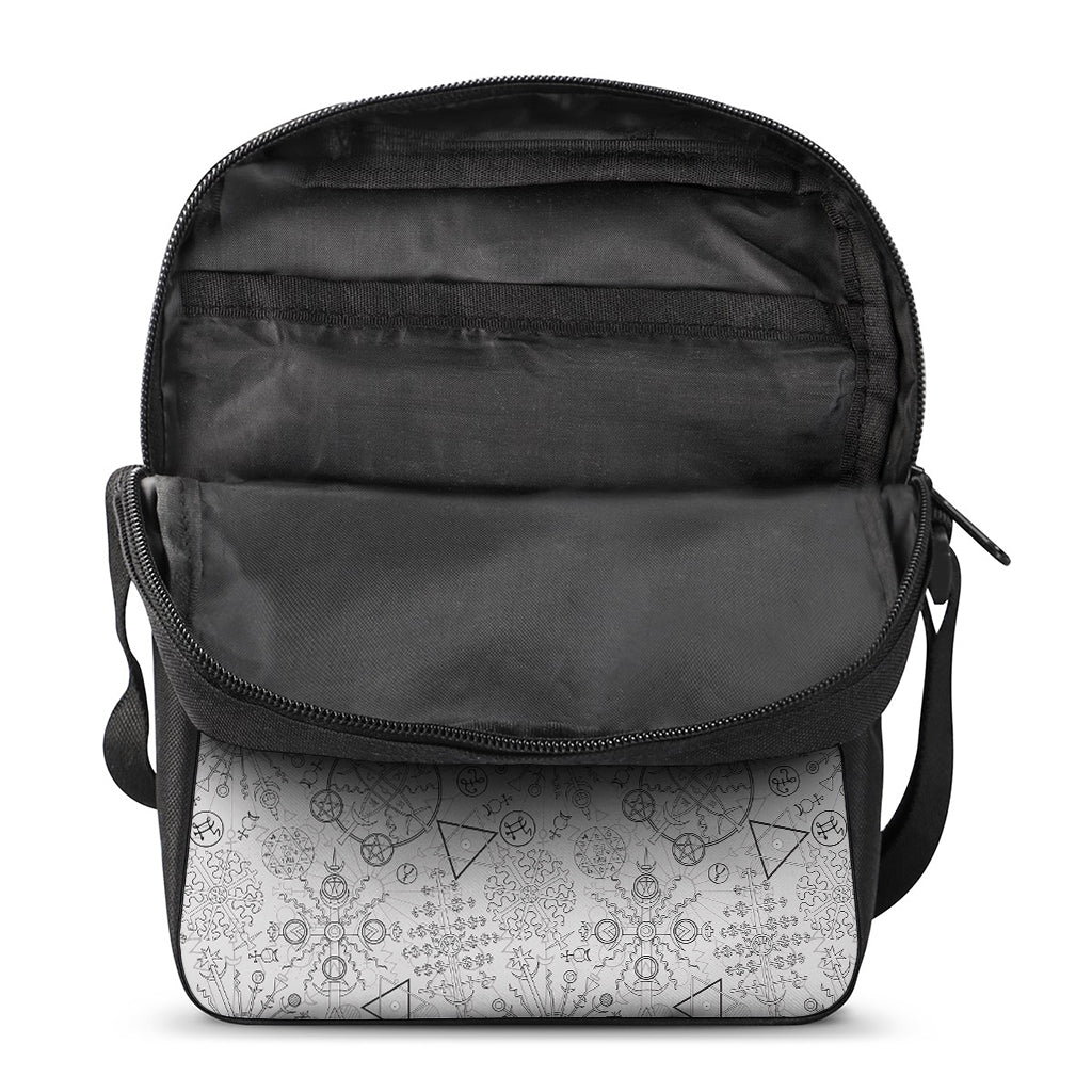 Grey And Black Mystical Wiccan Print Rectangular Crossbody Bag