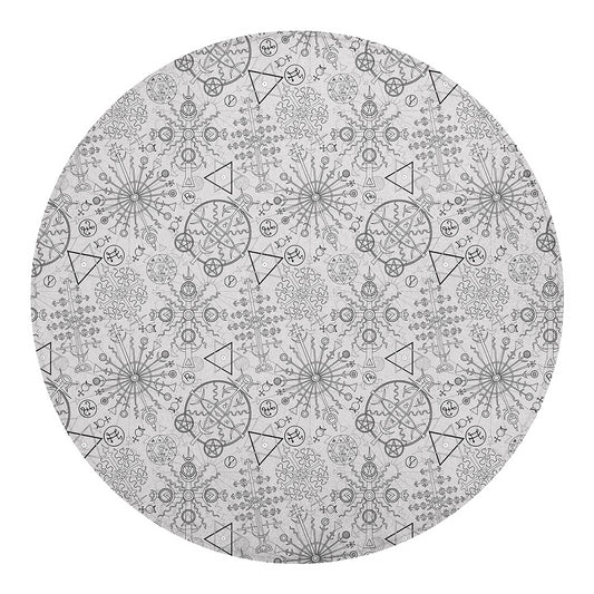 Grey And Black Mystical Wiccan Print Round Blanket