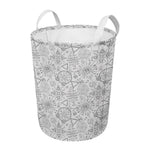 Grey And Black Mystical Wiccan Print Round Laundry Basket