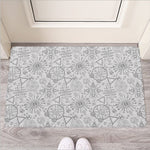 Grey And Black Mystical Wiccan Print Rubber Doormat