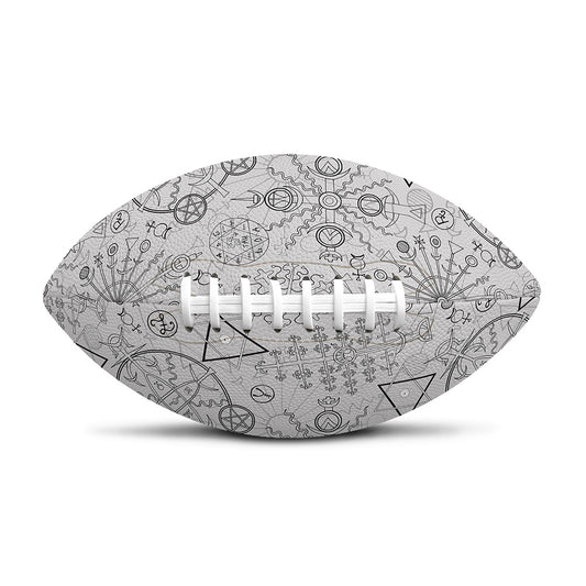 Grey And Black Mystical Wiccan Print Rugby Ball