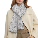 Grey And Black Mystical Wiccan Print Scarf