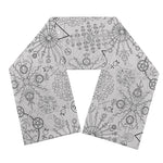 Grey And Black Mystical Wiccan Print Scarf
