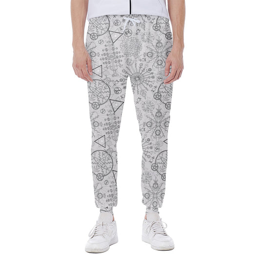Grey And Black Mystical Wiccan Print Scuba Joggers