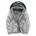 Grey And Black Mystical Wiccan Print Sherpa Lined Zip Up Hoodie