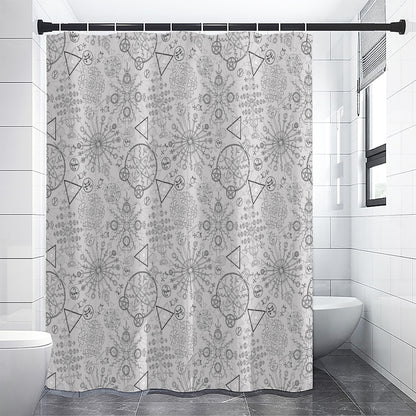 Grey And Black Mystical Wiccan Print Shower Curtain