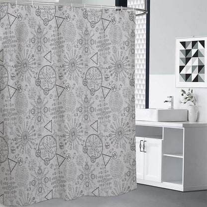 Grey And Black Mystical Wiccan Print Shower Curtain