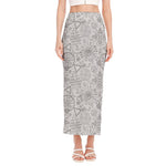 Grey And Black Mystical Wiccan Print Side Slit Maxi Skirt
