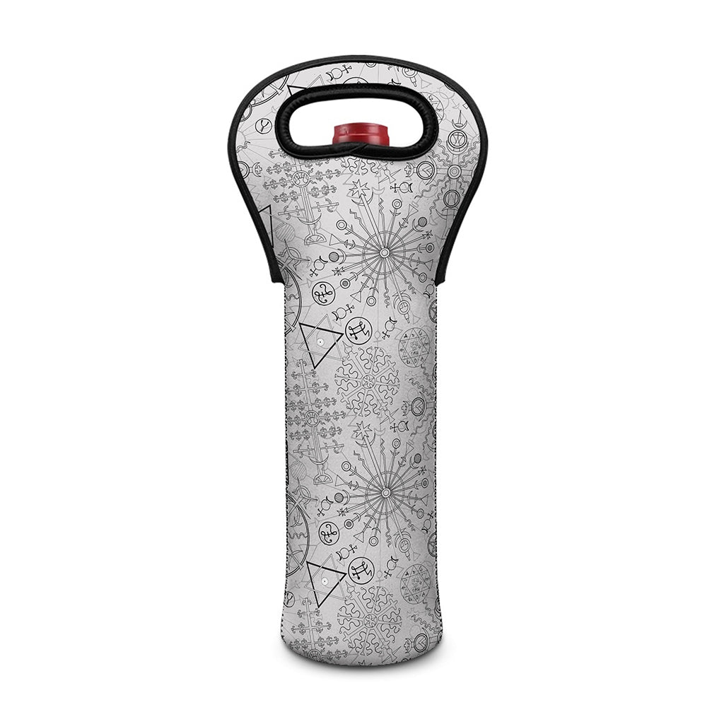 Grey And Black Mystical Wiccan Print Single Neoprene Wine Tote