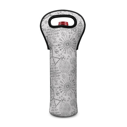 Grey And Black Mystical Wiccan Print Single Neoprene Wine Tote