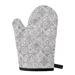 Grey And Black Mystical Wiccan Print Single Oven Mitt