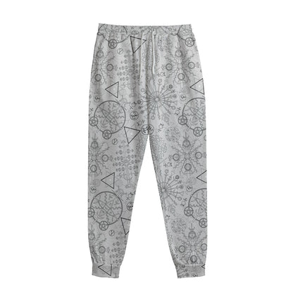 Grey And Black Mystical Wiccan Print Sweatpants
