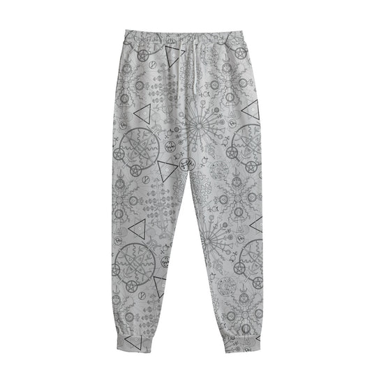 Grey And Black Mystical Wiccan Print Sweatpants