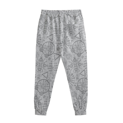 Grey And Black Mystical Wiccan Print Sweatpants