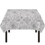 Grey And Black Mystical Wiccan Print Tablecloth