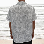 Grey And Black Mystical Wiccan Print Textured Short Sleeve Shirt