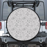 Grey And Black Mystical Wiccan Print Tire Cover