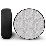 Grey And Black Mystical Wiccan Print Tire Cover