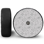 Grey And Black Mystical Wiccan Print Tire Cover With Camera Hole