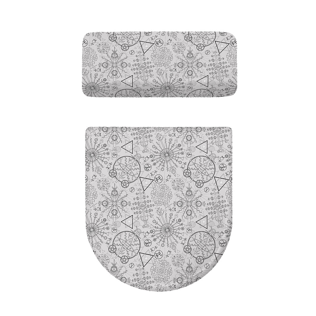Grey And Black Mystical Wiccan Print Toilet Lid And Tank Cover Set