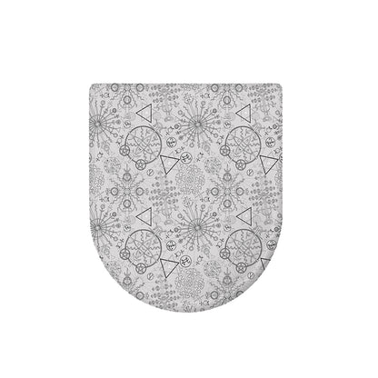 Grey And Black Mystical Wiccan Print Toilet Lid Cover