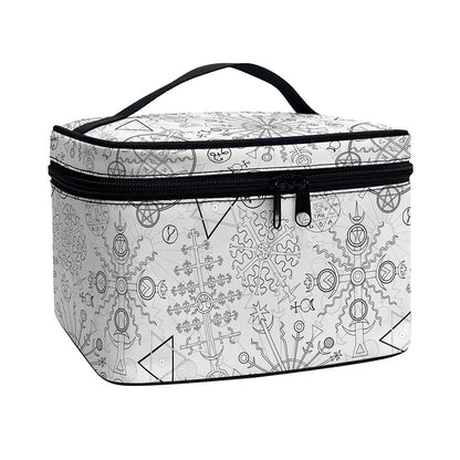 Grey And Black Mystical Wiccan Print Travel Makeup Bag