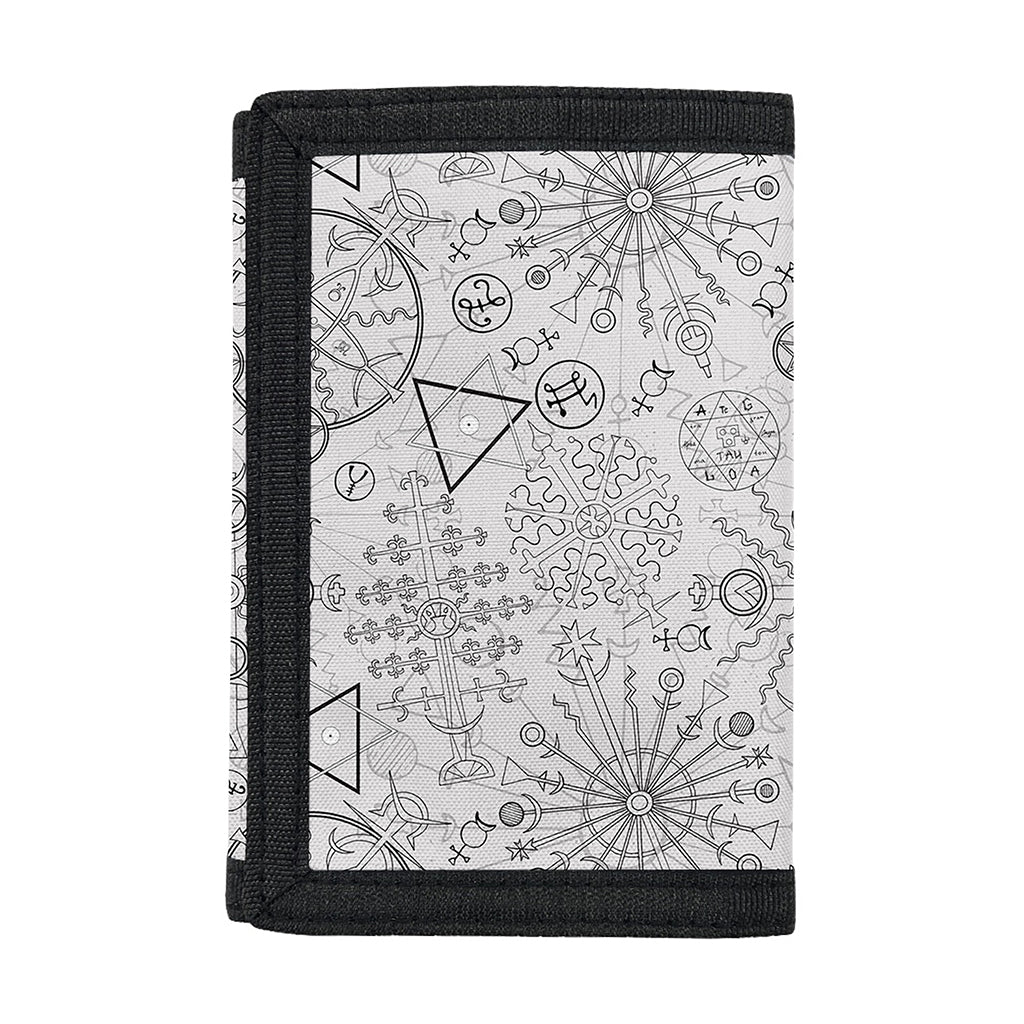 Grey And Black Mystical Wiccan Print Trifold Wallet
