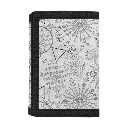 Grey And Black Mystical Wiccan Print Trifold Wallet