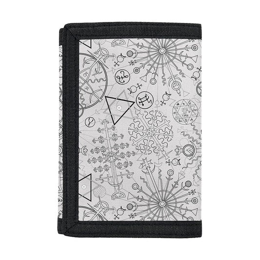 Grey And Black Mystical Wiccan Print Trifold Wallet