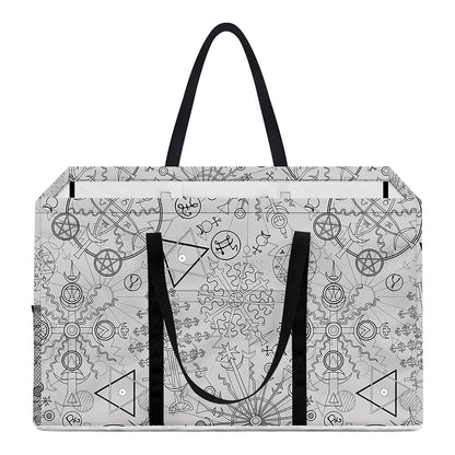 Grey And Black Mystical Wiccan Print Utility Tote Bag