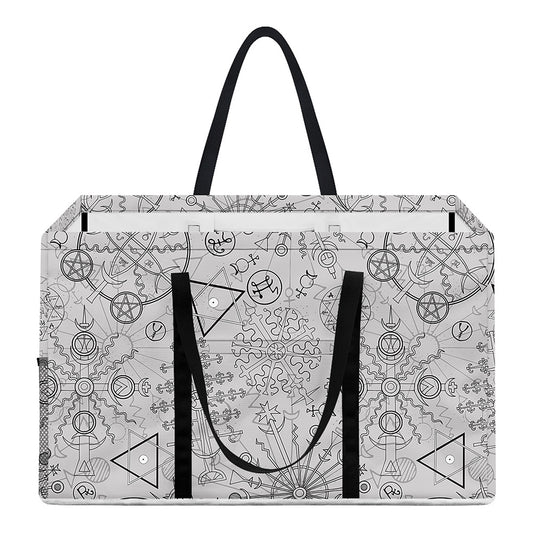 Grey And Black Mystical Wiccan Print Utility Tote Bag