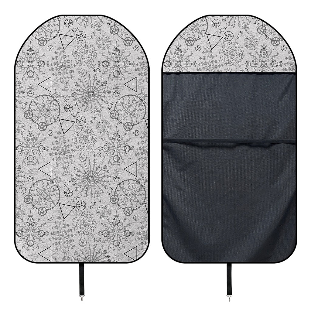 Grey And Black Mystical Wiccan Print Waterproof Car Seat Cover