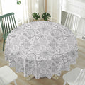 Grey And Black Mystical Wiccan Print Waterproof Round Tablecloth