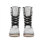 Grey And Black Mystical Wiccan Print Winter Boots