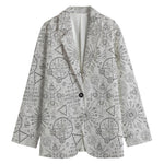 Grey And Black Mystical Wiccan Print Women's Blazer