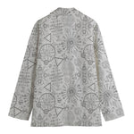 Grey And Black Mystical Wiccan Print Women's Cotton Blazer