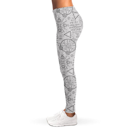 Grey And Black Mystical Wiccan Print Women's Leggings
